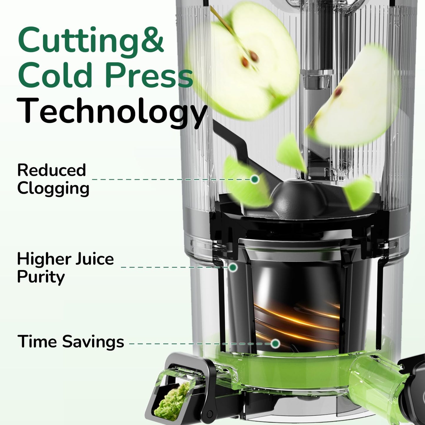 Canoly C16 Cold Press Juicer, 6" Extra Wide Feed Chute, 3-IN-1 Strainers (Juice & Sorbet & Nut Milk), Powerful AC Brushless Motor, Self Precut System, Juicer Machines with BPA-Free (Space Gray)