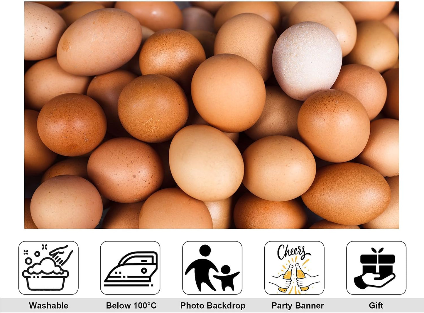 KeyWork 9x9ft Brown Egg Backdrop Farm Produce Photography Background for Party Rustic Farmhouse Themed Events