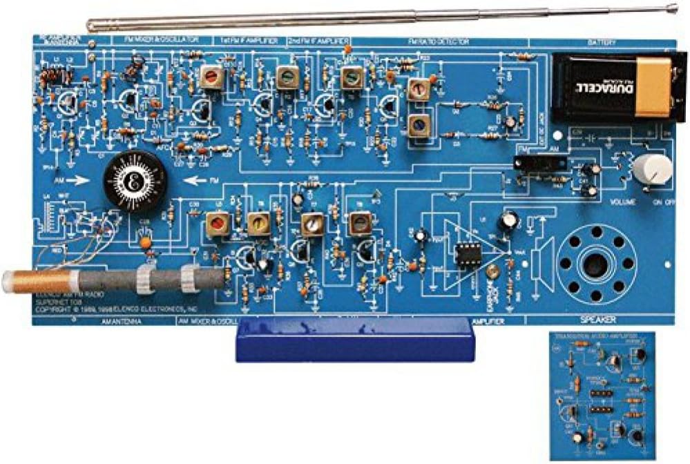Elenco AM/FM Radio Kit |Switch Between ICs & Transistors | Solder | Great STEM Project | Superheterodyne Designed to AM