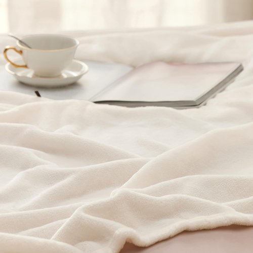 Bedsure GentleSoft Fleece Throw Blanket - XL Cream 300GSM Plush Cozy Design for Bed, Sofa, Travel | 50x70 Inches