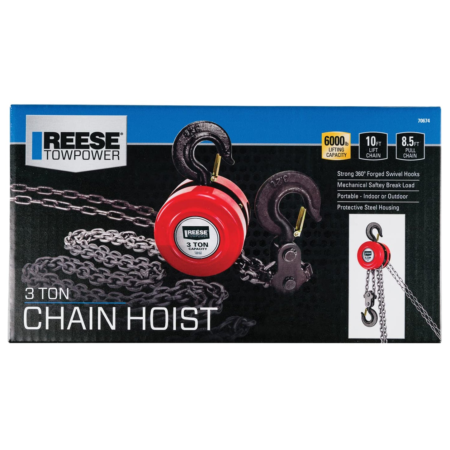Reese Towpower 7067400 3 Ton Chain Hoist