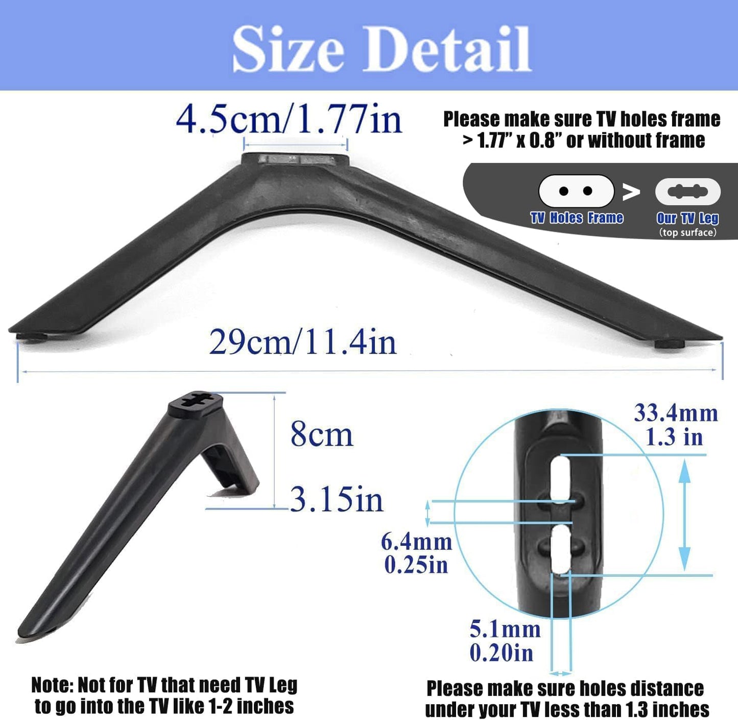 2-Be-Best 40in 42in 45in 46in 49in 50in 55in 60in 65in TV Stand Legs for RCA Roku Replacement Feet for Smart TVs TV