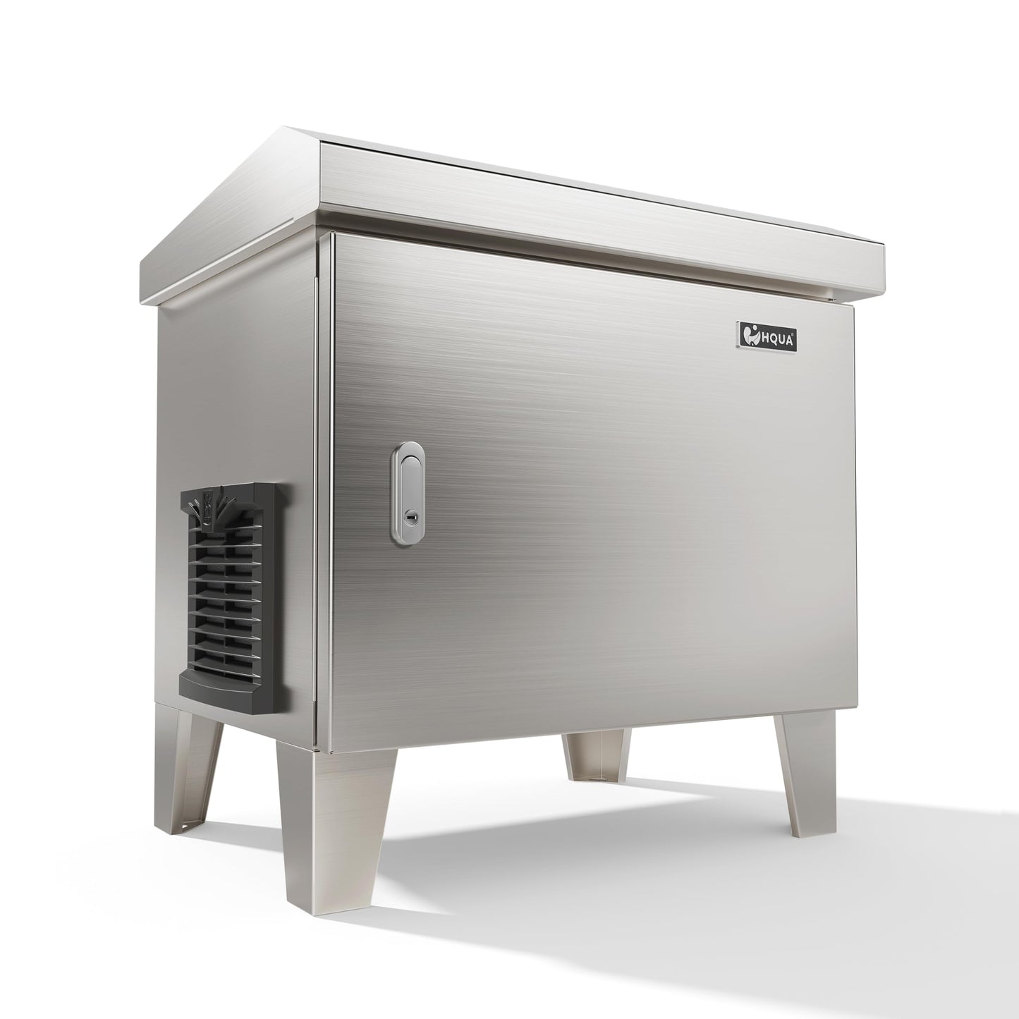 HQUA PRO Stainless Steel Pond Aerator Pump Cover Cabinet, Corrosion-Resistant Outdoor Protection System with Cooling Fan, Pre-Wired Outlet & 10 ft Power Cord, Heavy-Duty Enclosure
