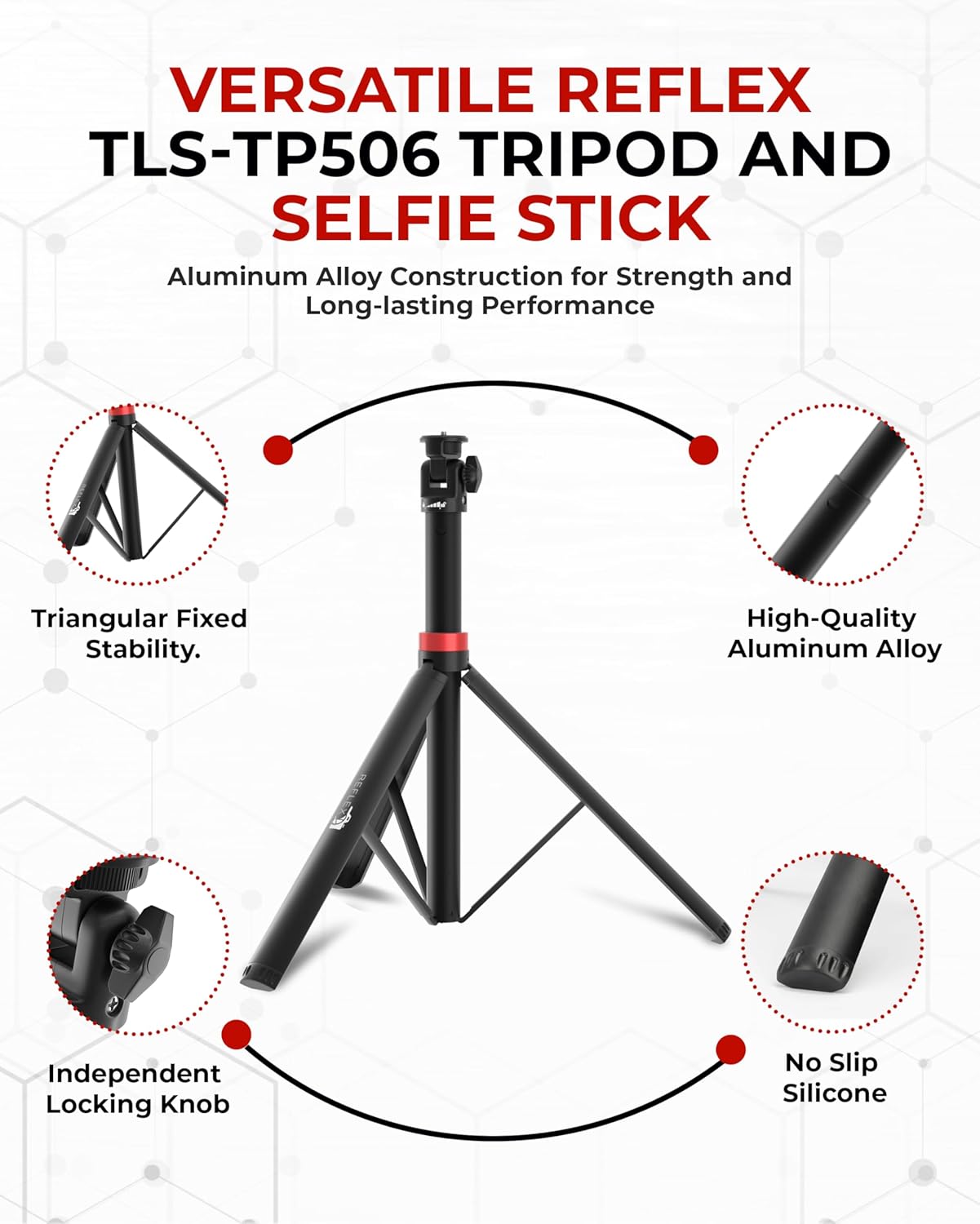Reflex Camera 76" 190cm 1/4" 180 Lightweight Tripod Stand Extendable Aluminum up to in Height, Lightweight & Portable