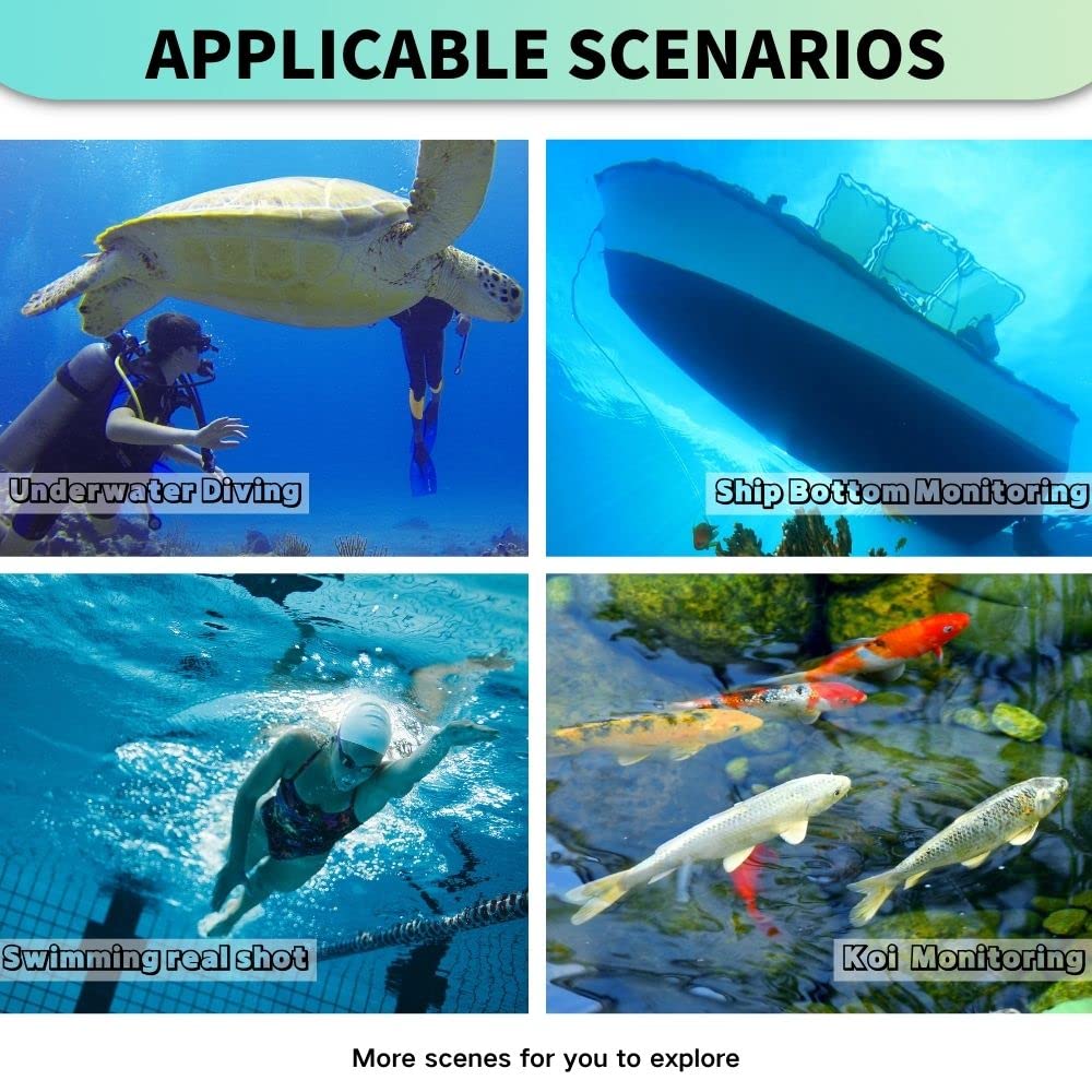 Barlus Underwater Camera, Aquarium Live Streaming Pond 5MP Camera with 32ft Cables