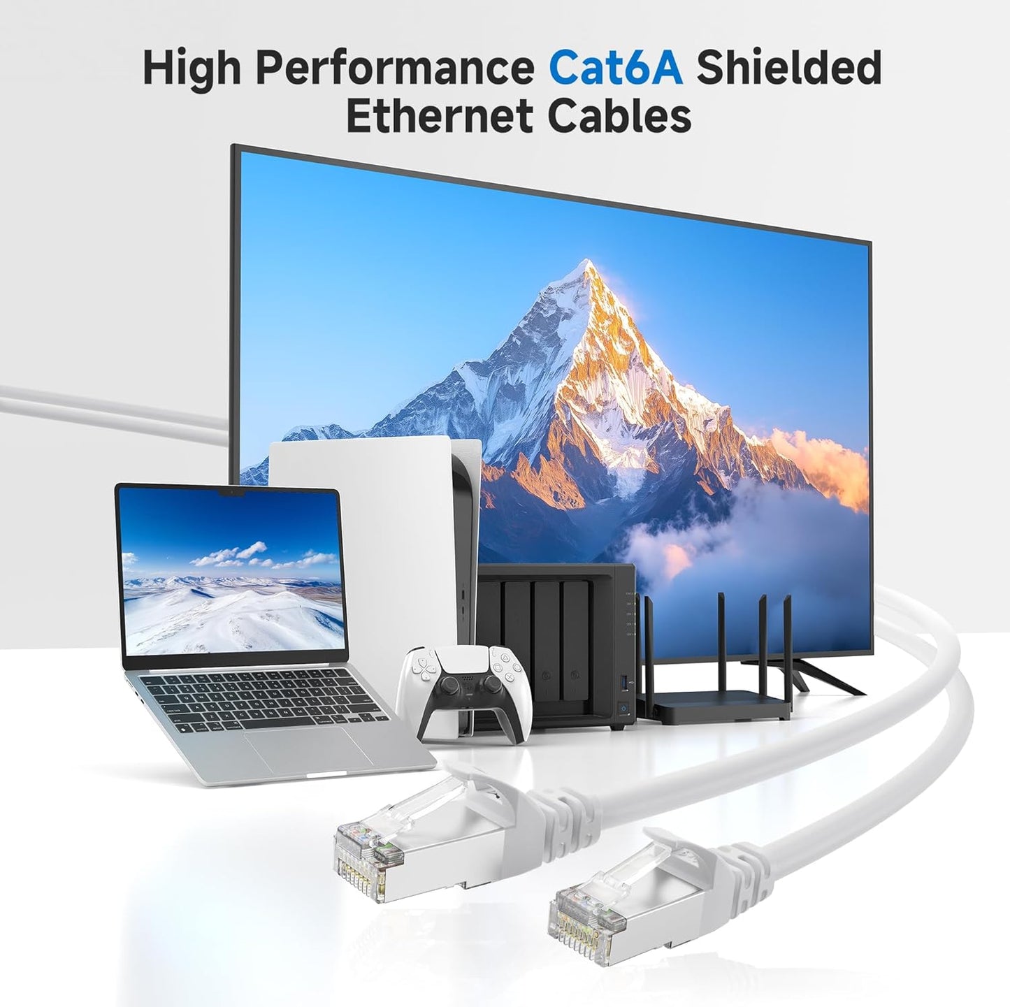 10Gbps 6A 75ft, 6A Cat6A Cable Matters Snagless Shielded Cat Ethernet Cable - Cat Cable, Cord, Ethernet Cord, White
