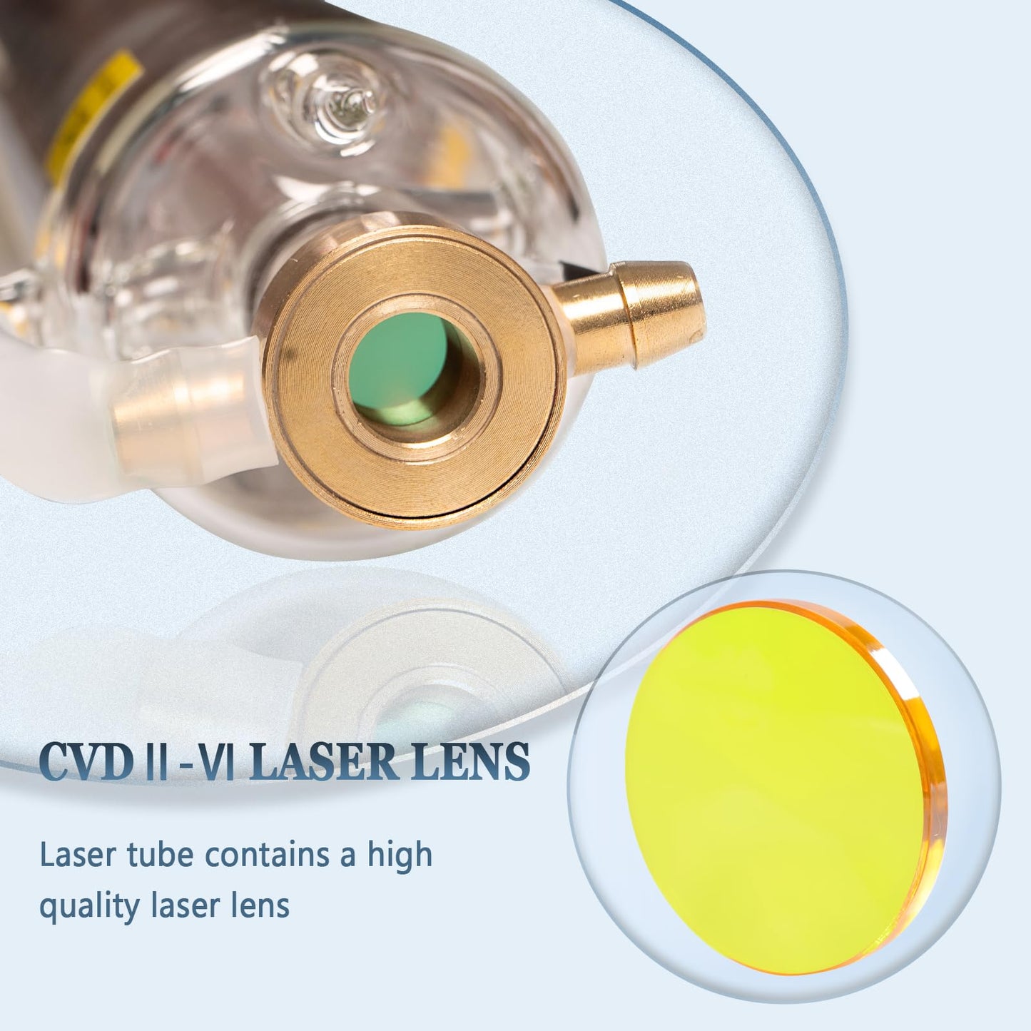MCWlaser 60W CO2 Laser Tube Glass Laser With Metal Head and Coating Cable Preconnected - Length 1000mm Dia.55mm 6000hrs MTTF