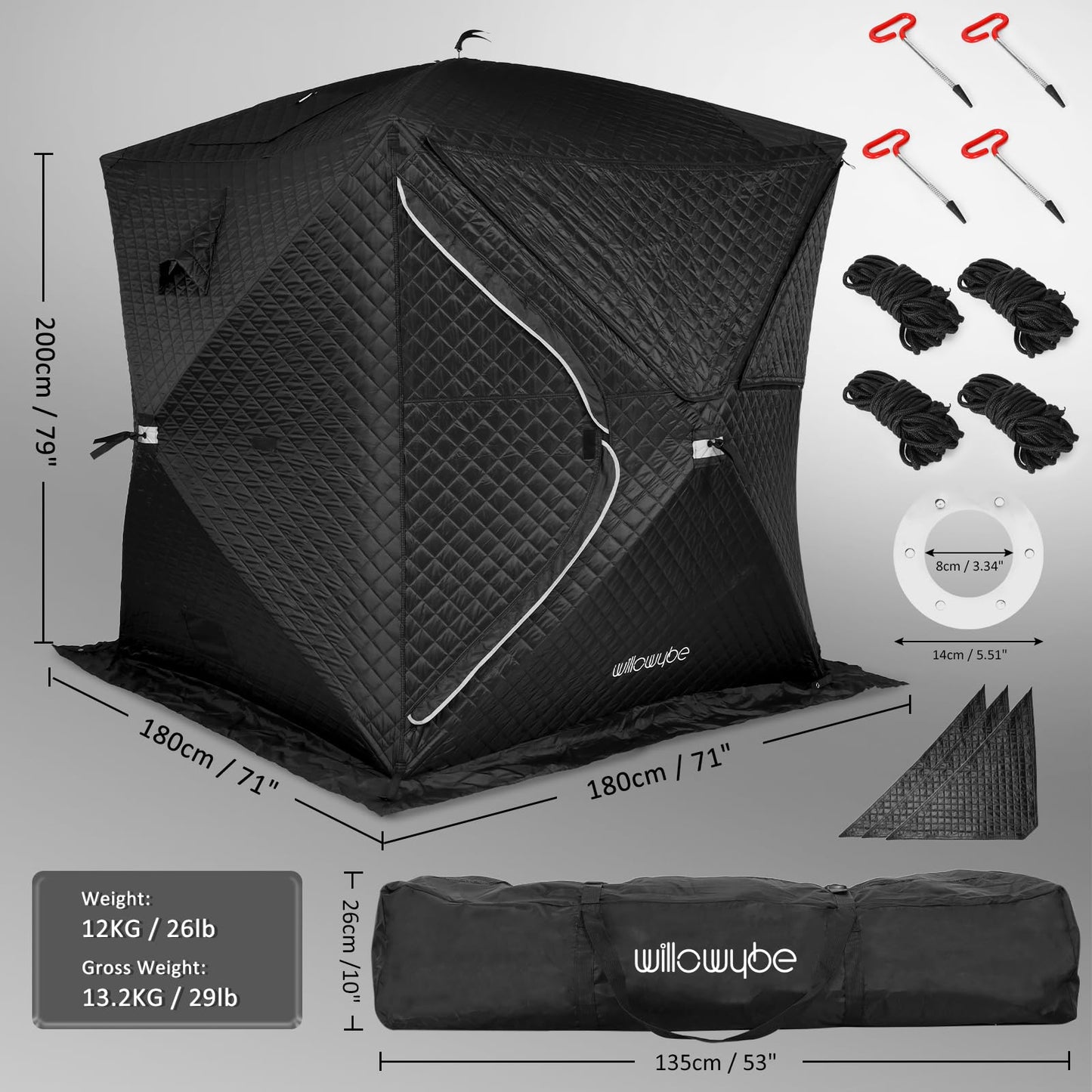 WILLOWYBE Portale Outdoor Sauna Set with Sauna Tent, Sauna Wood Stove for Dry Sauna, Cooking for Family and Friends