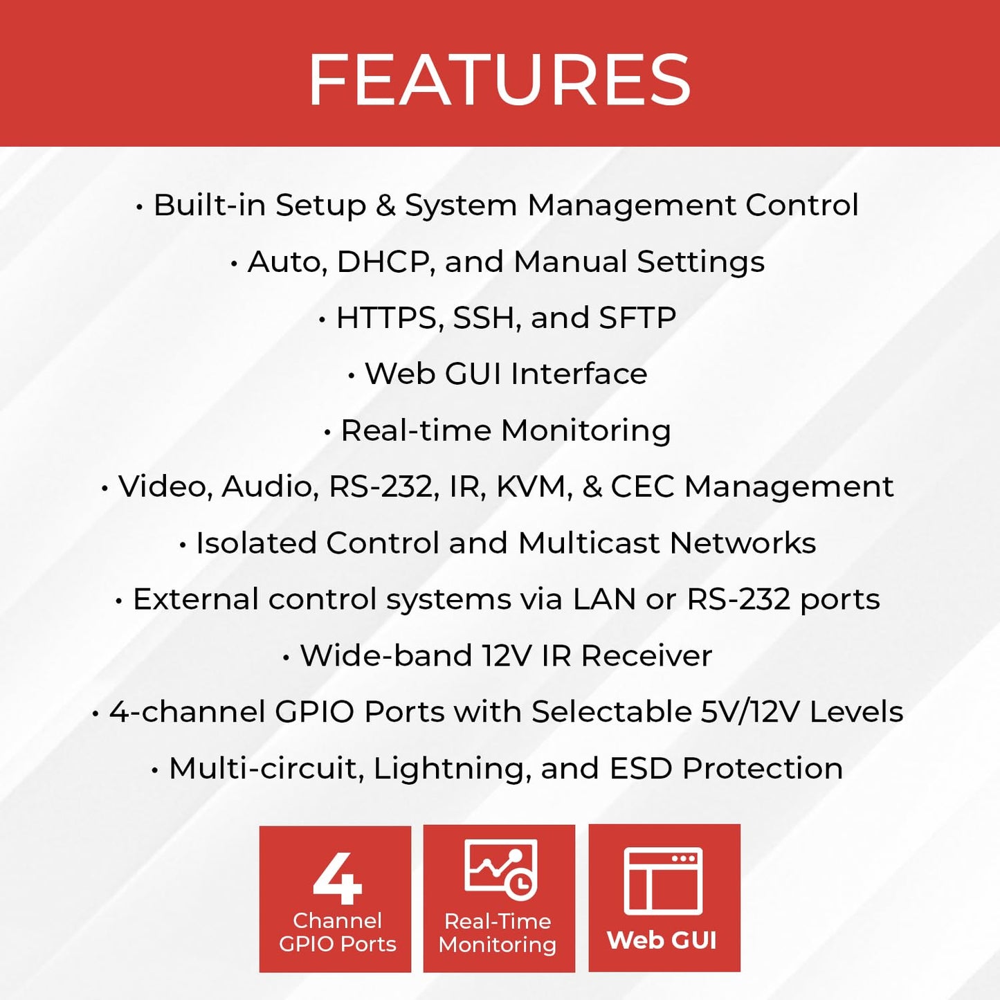 ToVi X4UH-CB AV Over IP Network Hub with Dual LAN Ports, RS-232 IR KVM CEC Control, PoE, HTTPS/SSH Security, Web GUI Management for AV Distribution