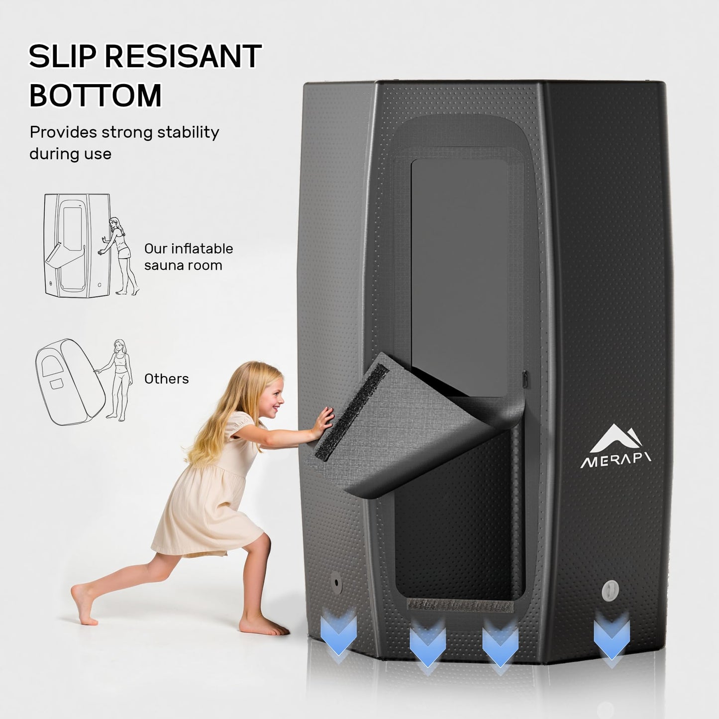 Merapi Premium Portable Inflatable Sauna - Professional Brushed PVC (44.97lbs), Sets Up in 3 Mins, More Portable Than Wood Saunas/More Durable Than Oxford Fabric, for Home SPA/Gym/Travel