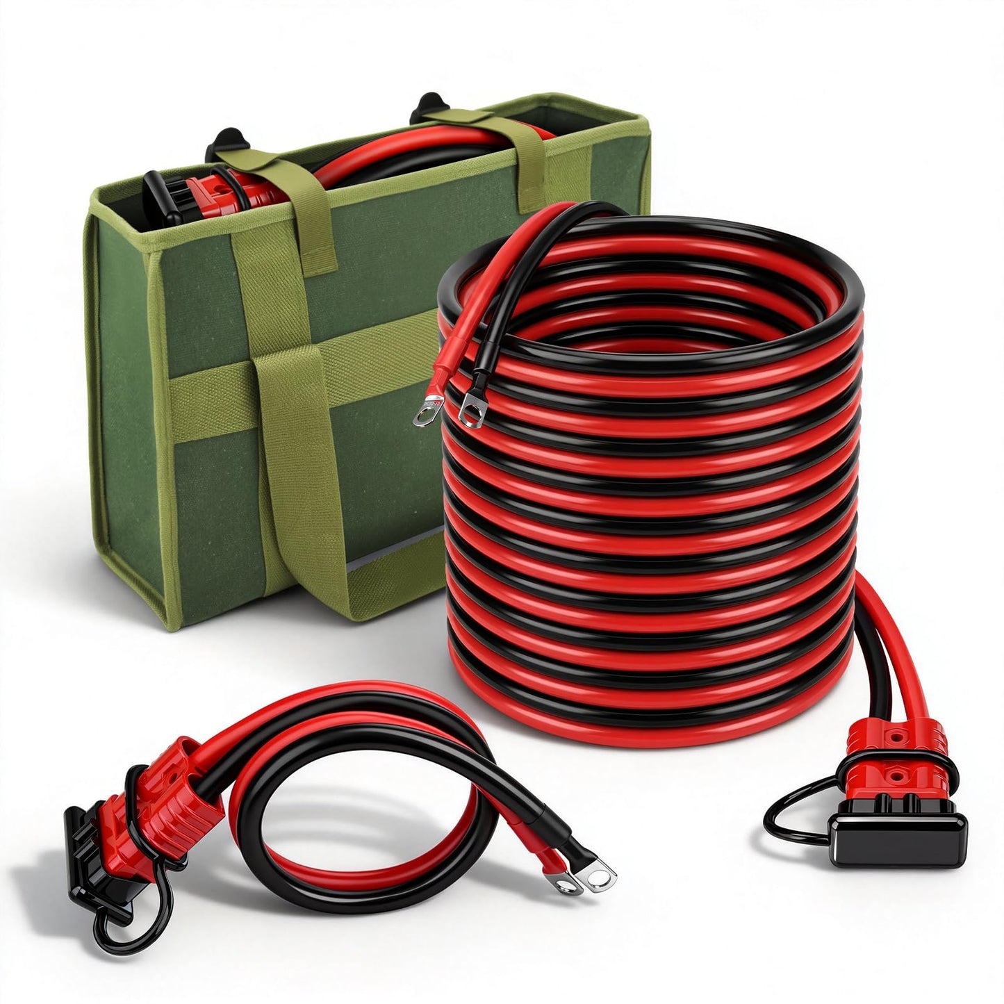 Andetongrson 175A 24FT (22FT+2FT) 2AWG Flame Retardant Heavy Duty Winch Power Cable, Quick Disconnect Battery Cable with Waterproof Connector & Storage Bag for ATV UTV SUV Truck Forklift Tractor RV