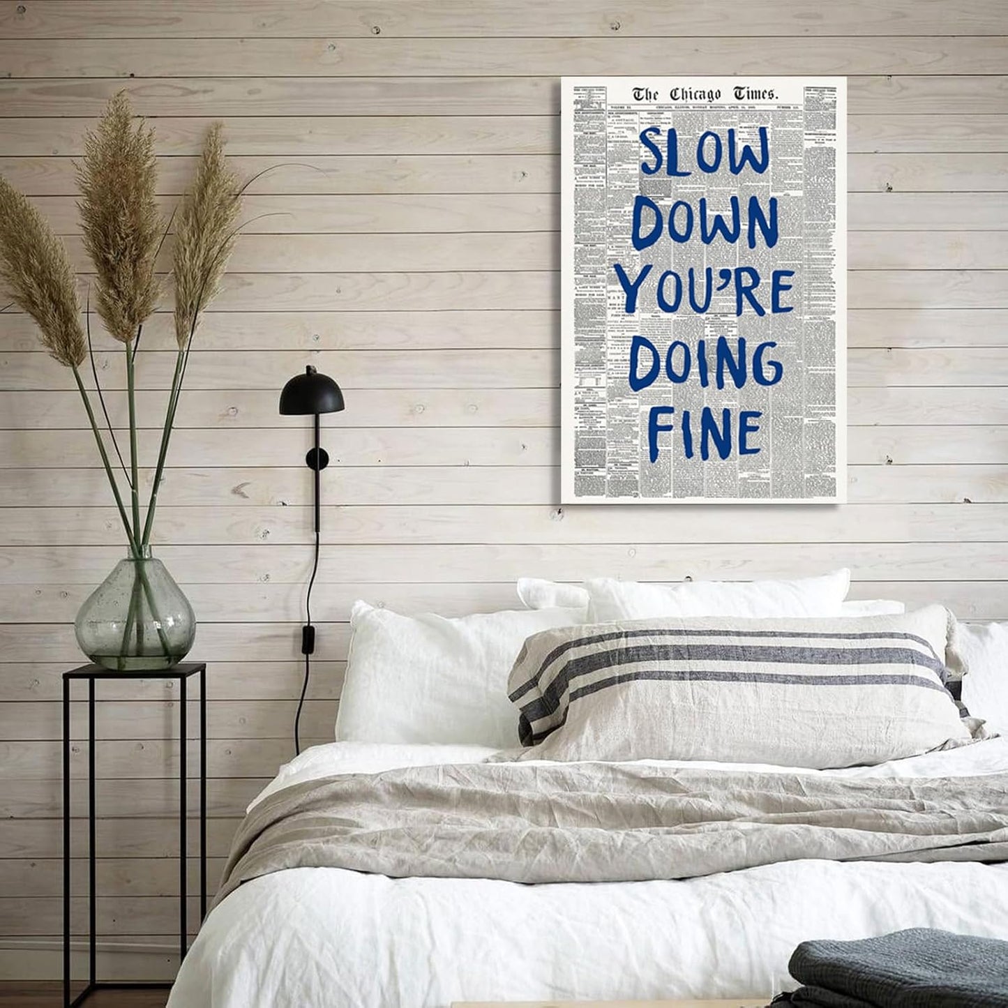 Rubeoxn Trendy Poster - Funny Navy Blue Letter Canvas Wall Art | Minimalist 12x16in Unframed Decor