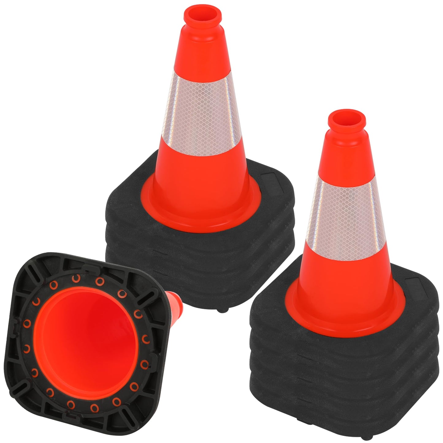 OrangeStar 8 Pack 12" Orange Traffic Safety Cones, PVC Parking Construction Cones w/Reflective Collar, Heavy Duty Base for Driving Practice, Parking Lots and Roadwork