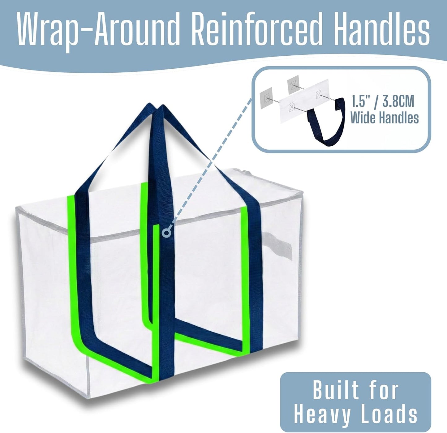 VENO Heavy Duty Moving Bags - Extra Large Storage Solution with Reinforced Handles & Strong Zippers | 6 Pack, Foldable & Reusable