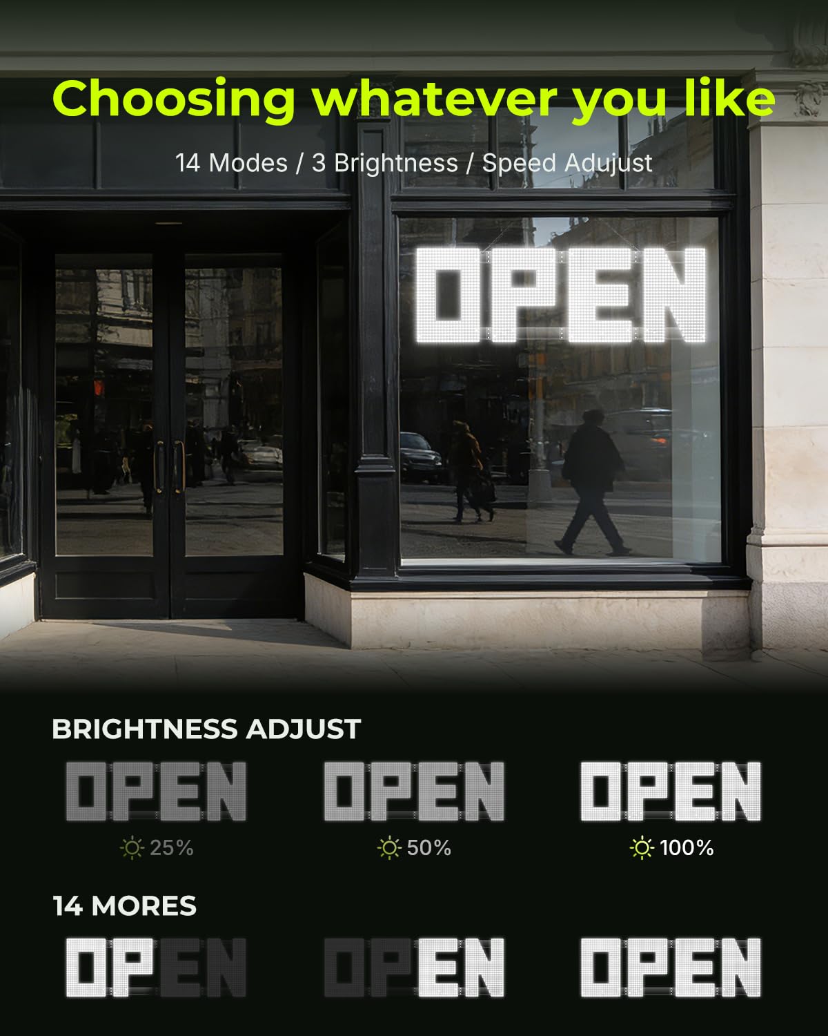 50"x17" Large LED Open Sign with Remote and Bluetooth App, Super Bright Open Signs for Business, Dimmable Big Open Sign for Storefront Window Bar Salon Cafes Retail Shops White