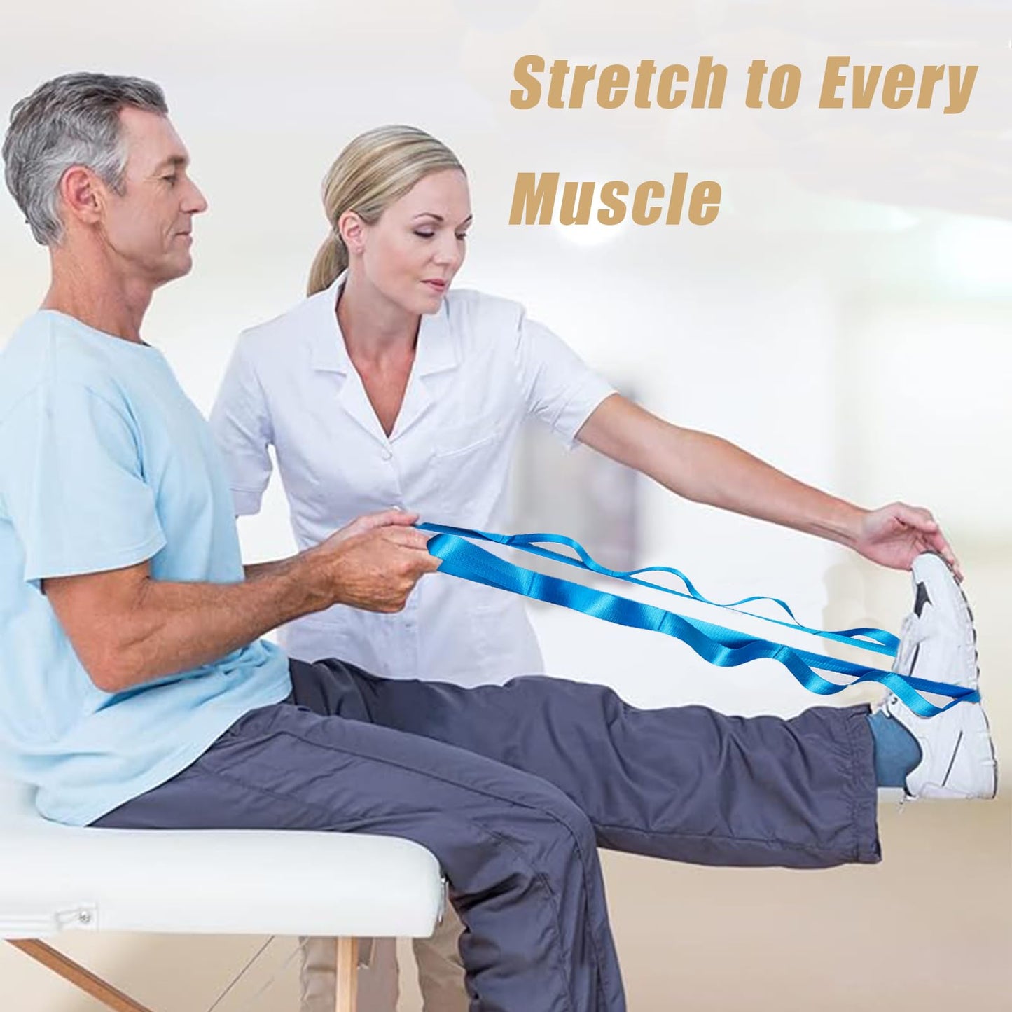 Stretching Strap Yoga Strap for Physical Therapy with 10 Loops, Yoga Straps for Stretching, Upgraded Non-Elastic Stretch Band for Pilates, Dance and Gymnastics with Workout Guide (Pink/Silver)