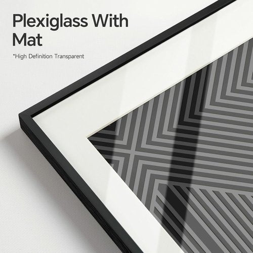 Framed Modern Black and White Abstract Wall Art | Set of 3 Minimalist Canvas Prints 24x36 Inch