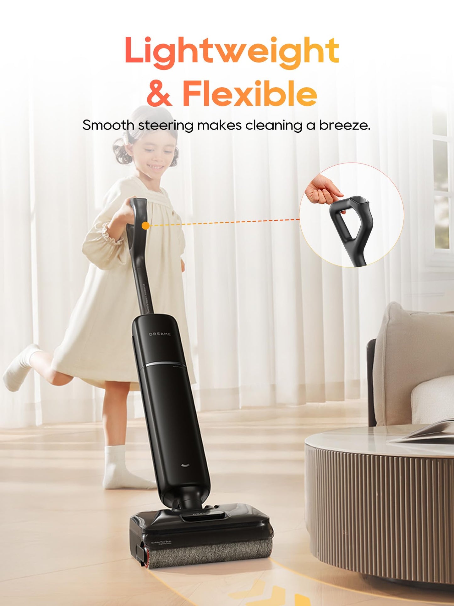 DREAME Aero Wet Dry Vacuum Cleaner, All-in-ONE Vacuum Mop for Wet & Dry Messes, 0 Hair Residue Great for Pet Owners, One-Press Self-Clean, 180° Lie Flat, 35mins Runtime for Hard Floor Cleaning