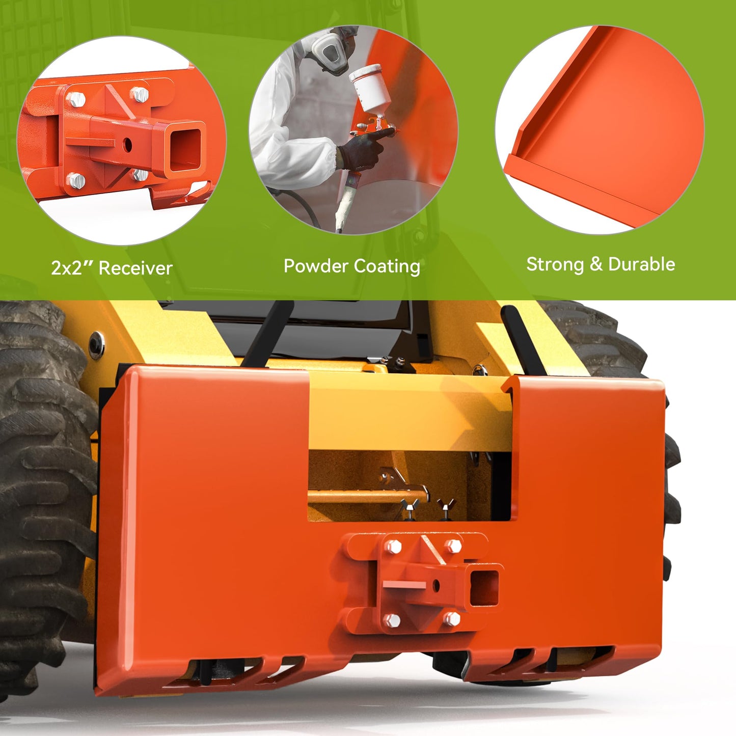 AUTOSAVER88 3/8" 3000lbs Heavy-Duty Skid Steer Attachment Plate,Trailer Mover Skid Steer Mount Plate with 2" Hitch Receiver