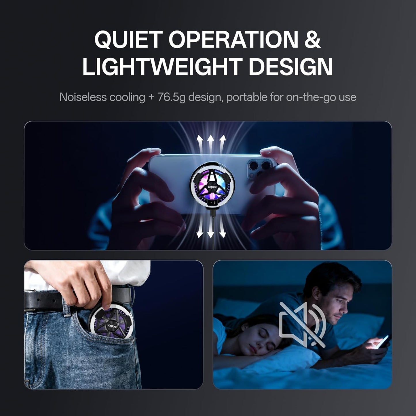 MC05 15W Rapoo Phone Cooler for Gaming and Streaming, Semiconductor Cooling Technology, Low-Noise, Magsafe Wireless