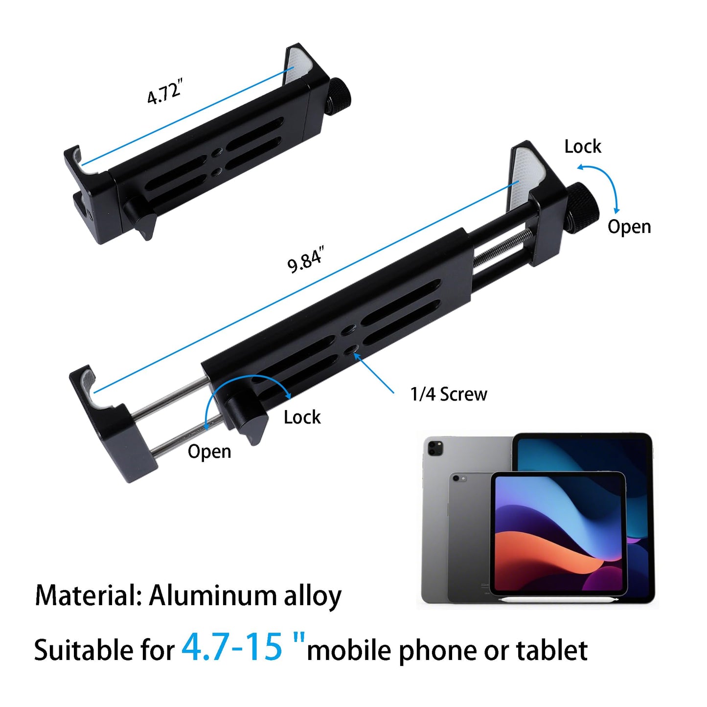 Leenconghui Exercise Bike Tablet Mount for iPad – Adjustable Spin Bike & Treadmill iPad Holder Stand, Compatible with Microphone Stands, Stationary Bicycles, and Devices Ranging from 4.7 to 13 Inches