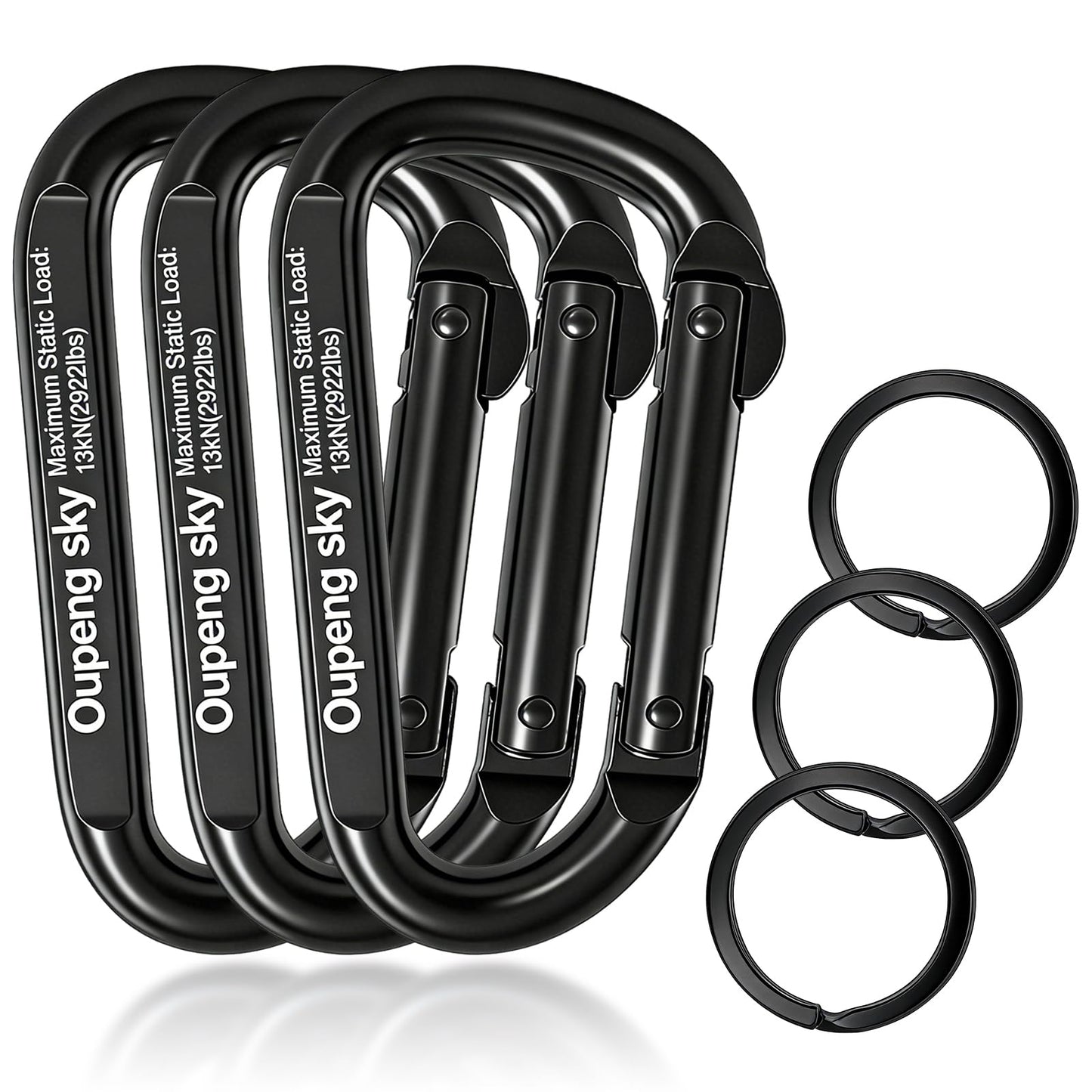 Carabiner Clip Heavy Duty - 3" Iron Carabiners 13KN (2922 lbs) Carabeaner D Shape Spring Hook Clips for Keychain Clip,Gym, Dog Leash，Hammocks，Camping, Hiking,Backpacking or Other Outdoor Activities.