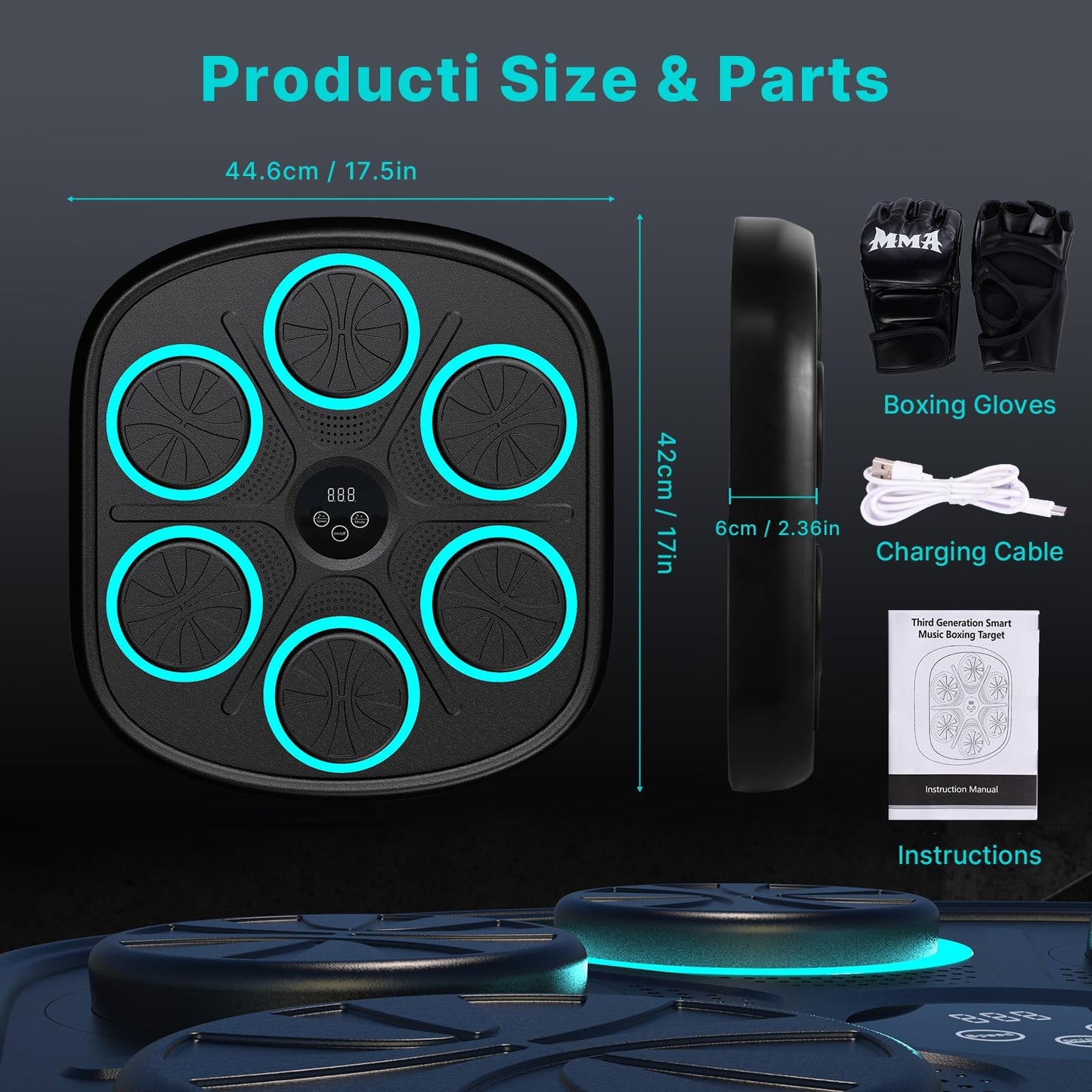 2025 Smart Music Boxing Machine for Adults and Kids: New Model Bluetooth Wall Mounted Punching Pad - Training Sport Equipment for Home Gym - Gifts for Teen Boys