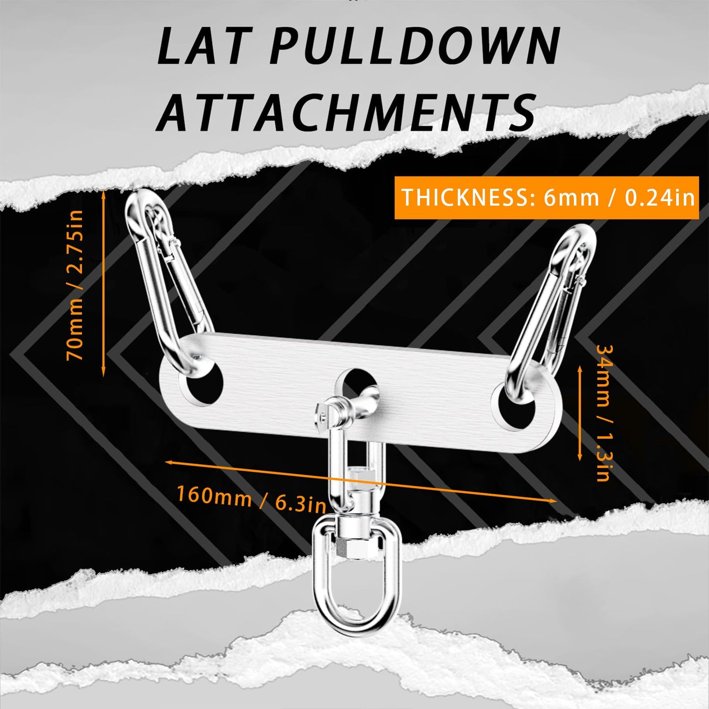 Stainless Steel Double to Single Pulley Adaptor Plate with Swivel for Cable Machine – Fitness Dual Pulley Connector with 3 Carabiners for LAT Pulldown, Triceps Pushdown, and T Bar Row Accessories