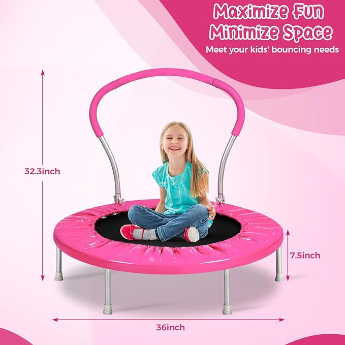 Mini Trampoline for Kids, Indoor Toddler Trampoline with Handle, Child Small Rebounder Trampoline for Indoor and Outdoor Use