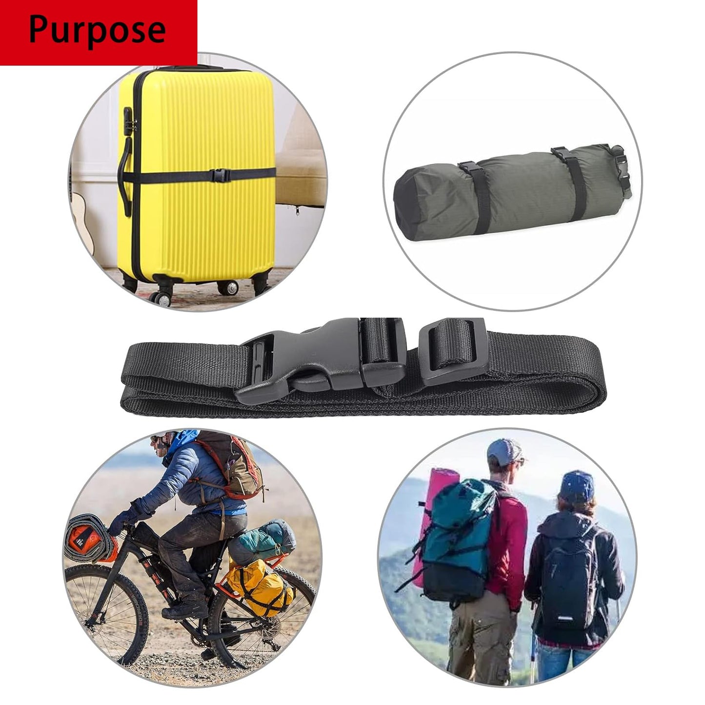 Marhaliya 40" Strap Buckle Packing Straps Adjustable 1-Inch Belt (1" Wide - 40" Long, Black (4 PCS))