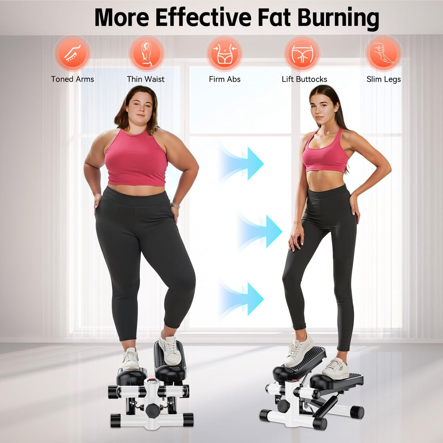 Joxir Steppers for Exercise at Home, Mini Stepper with Resistance Bands, Portable Stair Stepper for Home, Smooth and Quiet, Hydraulic Fitness Stair Stepper with LCD Monitor