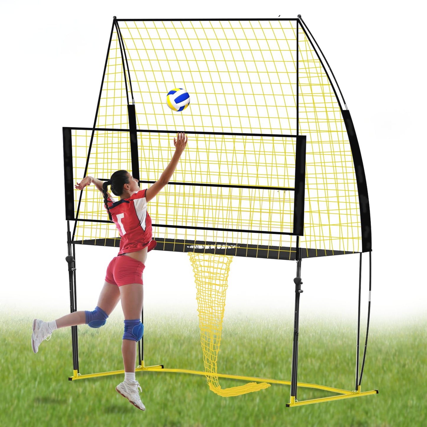 foootcu Volleyball Training Net Equipment System，Volleyball Practice Net of Adjustable Height, Good Stability, Easy Assembly & Storage, Indoor and Outdoor Use