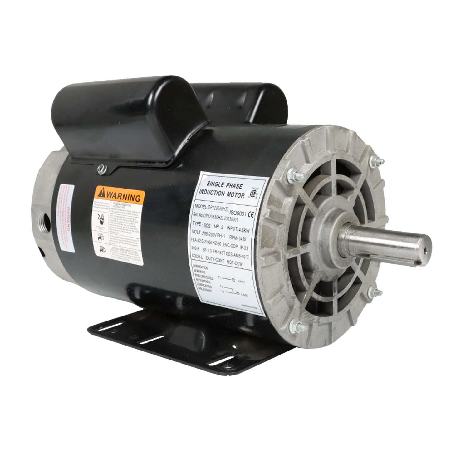 5HP Motor for Compressors 1-Phase Motor 3450 RPM 56 Frame 7/8 inch Shaft 230V