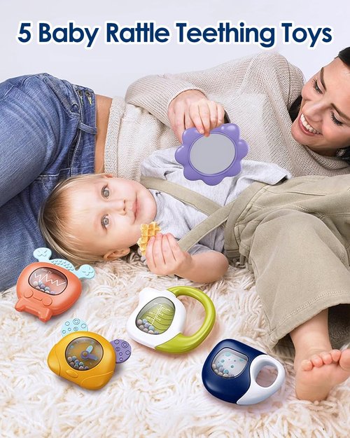 Dearlomum Baby Play Mat Gym - Fun Piano Tummy Time Activity Mat with 5 Sensory Toys | Blue for Newborns 0-12 Months