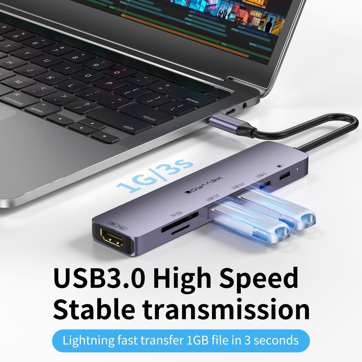 Loya Ark 4K60hz Pro,2 3.0 1 5Gbps 4K60hz 100W Charging,SD/TF3.0 USB C HUB,USB C to HD Multi-Port Adapter for MacBook