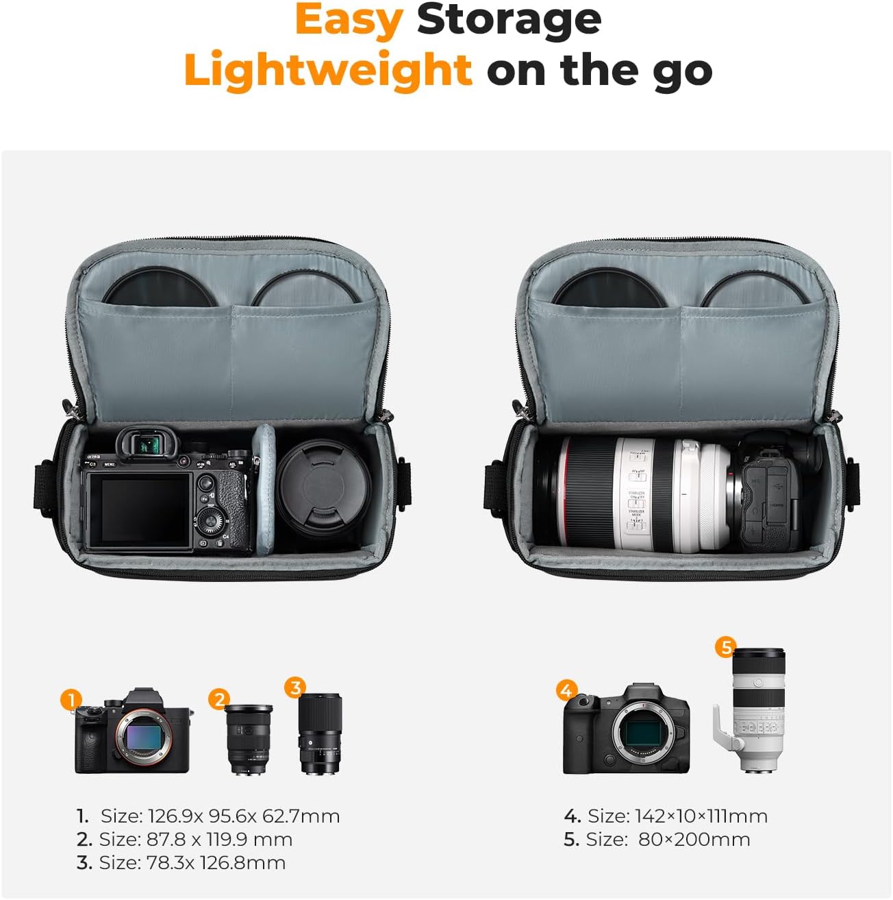 K&F CONCEPT Camera Sling Bag Small Crossbody Camera Case DSLR/SLR/Cute Compact Shoulder Photography Bags