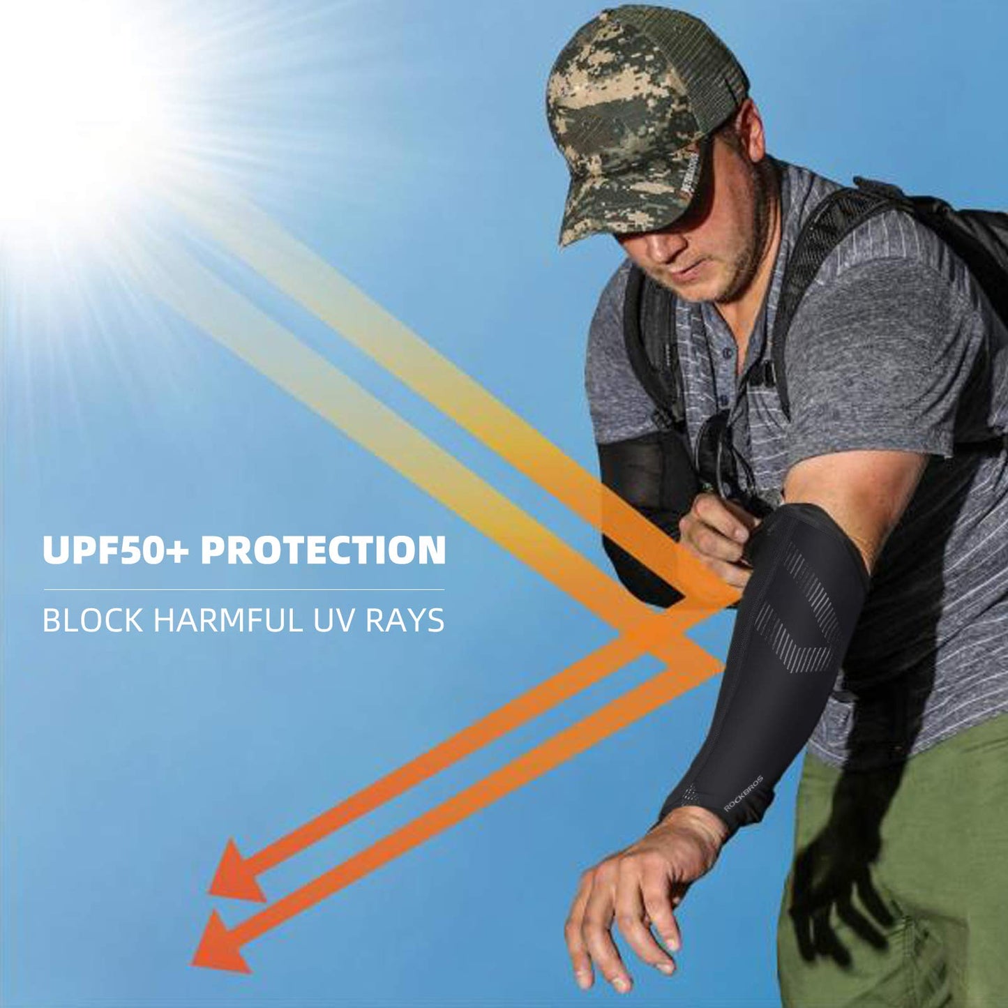 ROCKBROS Arm Sleeves for Men Women UV Protection UPF 50 Cooling Sun Sleeves Tattoo Cover