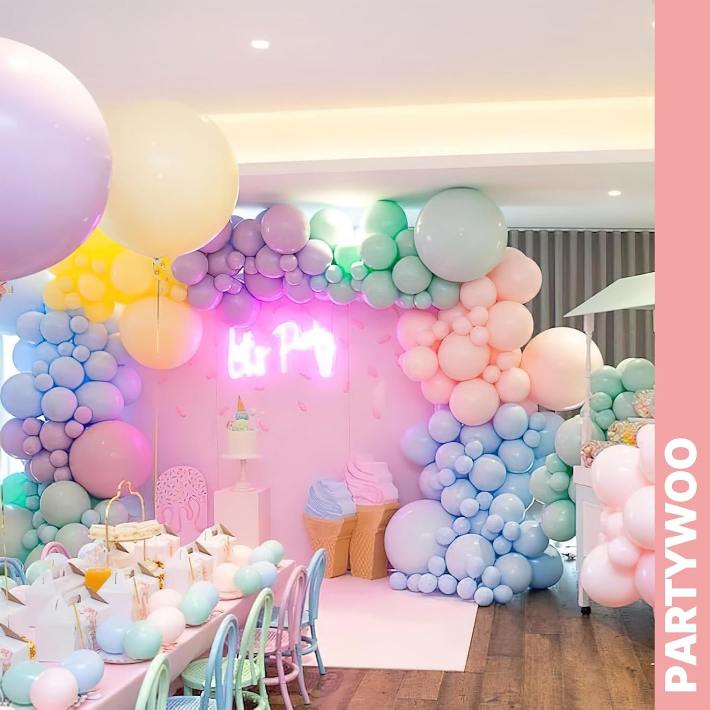 PartyWoo Pastel Rainbow Balloons - 66pcs 12 Inch Latex for Baby Showers, Gender Reveals & Parties