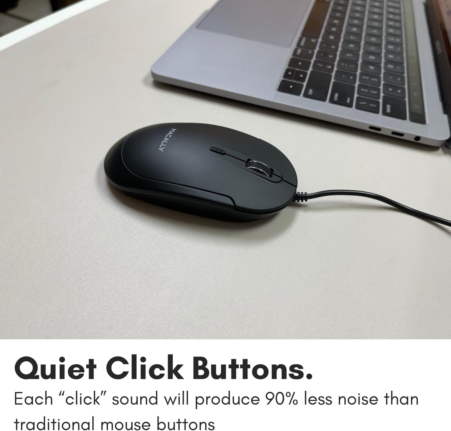 Macally 4 Wired USB C Mouse for Mac and PC - Slim, Quiet, and Reliable - DPI Mode Type C for Laptop, MacBook Pro/Air