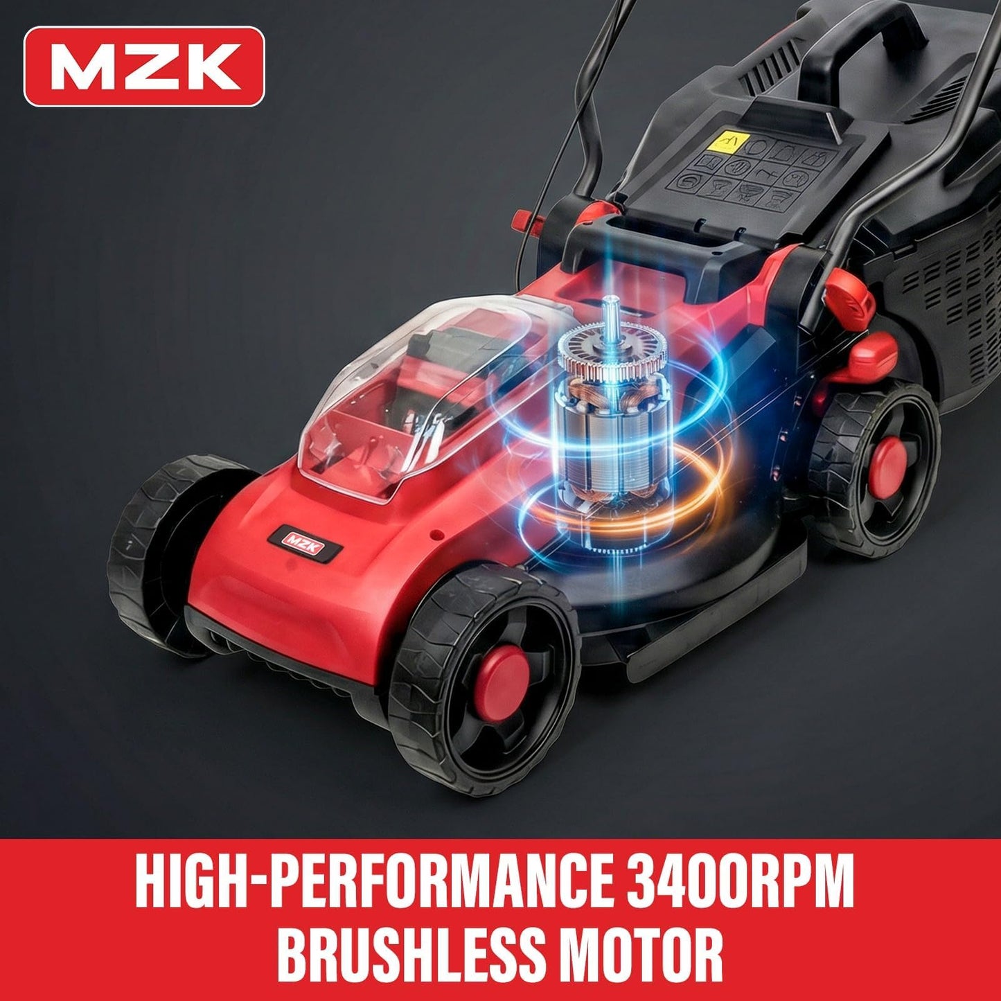 MZK 20V 13" Electric Lawn Mower, Brushless Cordless Lawn Mower with 4-Position Height Adjustment, Walk-Behind Push Mowers with 8 Gallon Grass Bag, 2 x 4.0Ah Batteries & Charger Included, LM13B8