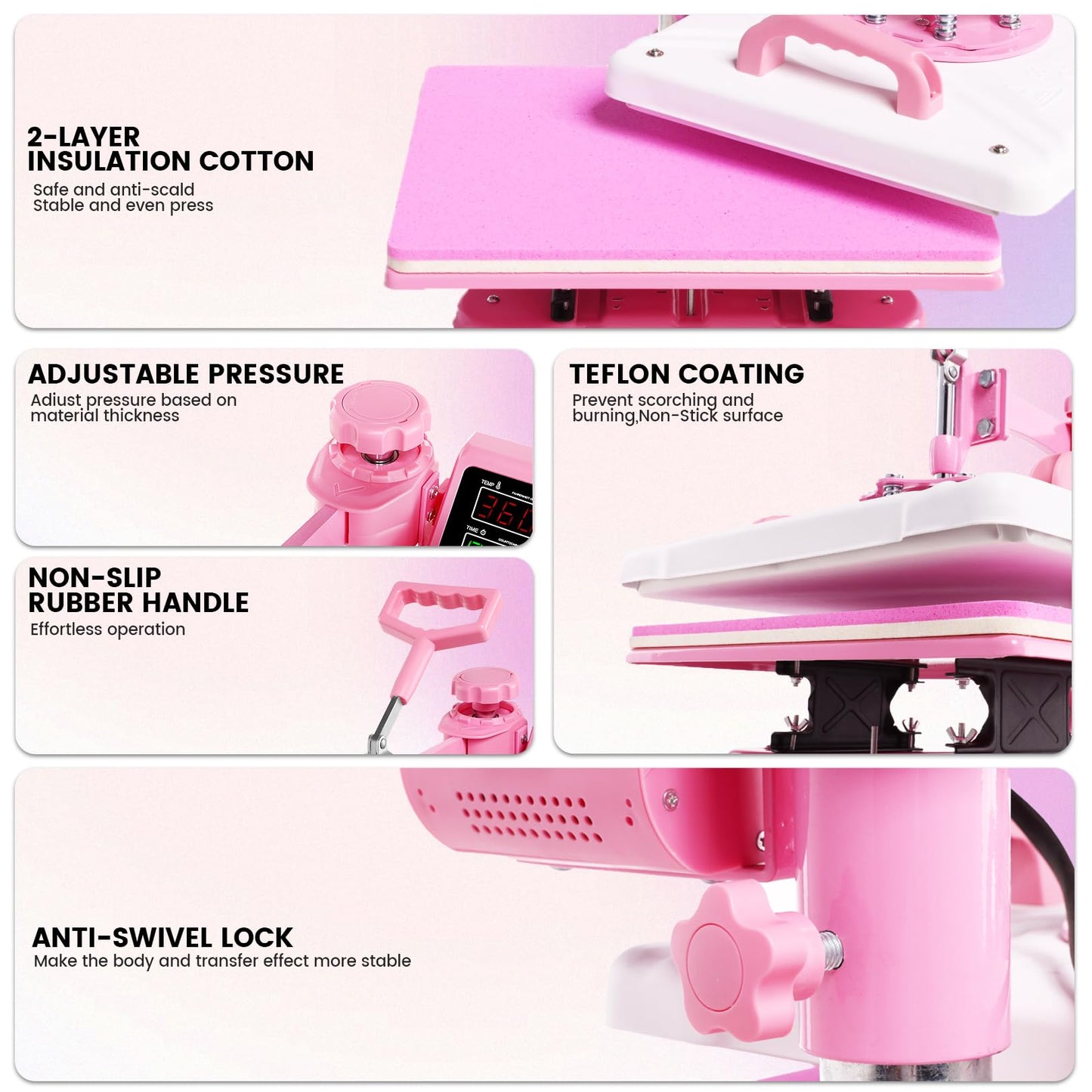 Whubefy Heat Press 12x15 inch 8 in 1 Combo with Tumbler Press, 360° Swing Away Digital Shirt Press Machine, Industrial-Quality Heat Transfer Sublimation for T-Shirt/Tumbler/Mug/Hat/Cap/Plate