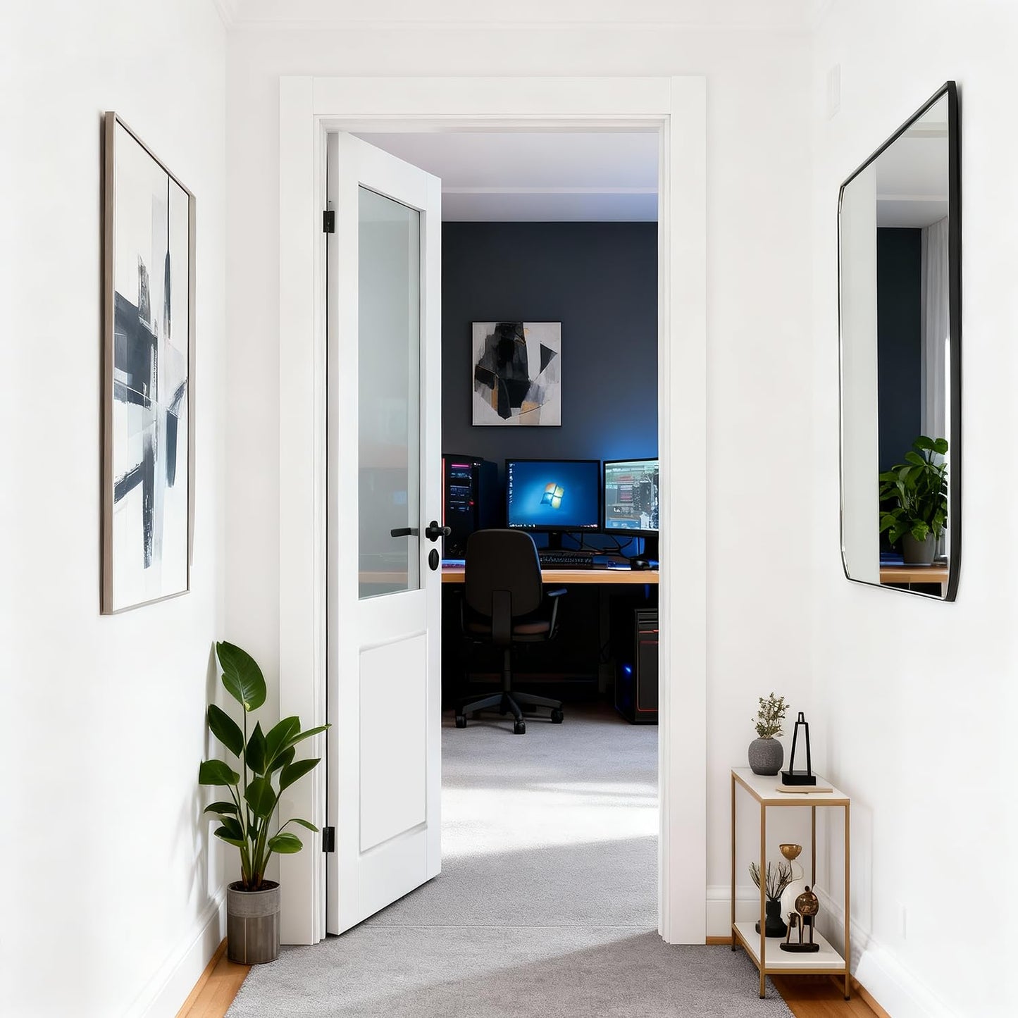 LetLuck 30"x80" Slab Door with Half Frosted Glass - Ideal for Closets, Storage Rooms, Bathrooms, Offices, and Interior Room Door - Solid Core Composite Material, No Hardware Included