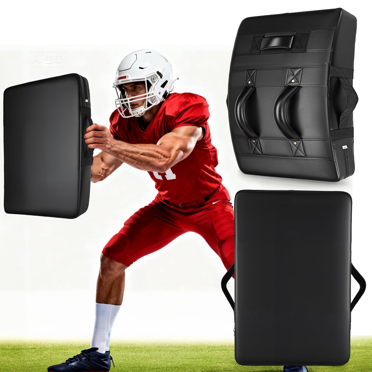 CMOOD Football Blocking Pad, Bloking Pad for Football, Basketball, Hockey, Tackle Dummy Training, 24"x16" Football Hitting Pad, Football Blocking Shield Durable Leather, High-Density Foam Kick Pad