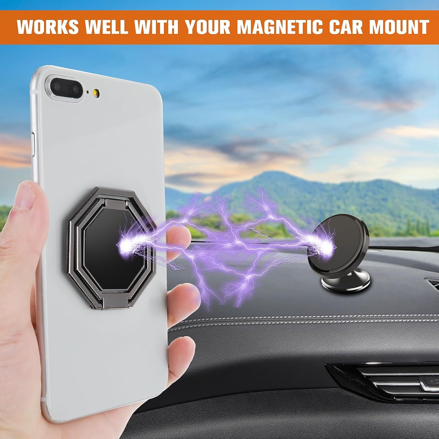 cobee 360 Cell Phone Ring Holder Finger Kickstand, Rotation Metal Cellphone Back Grip Foldable Cell Phone Stand