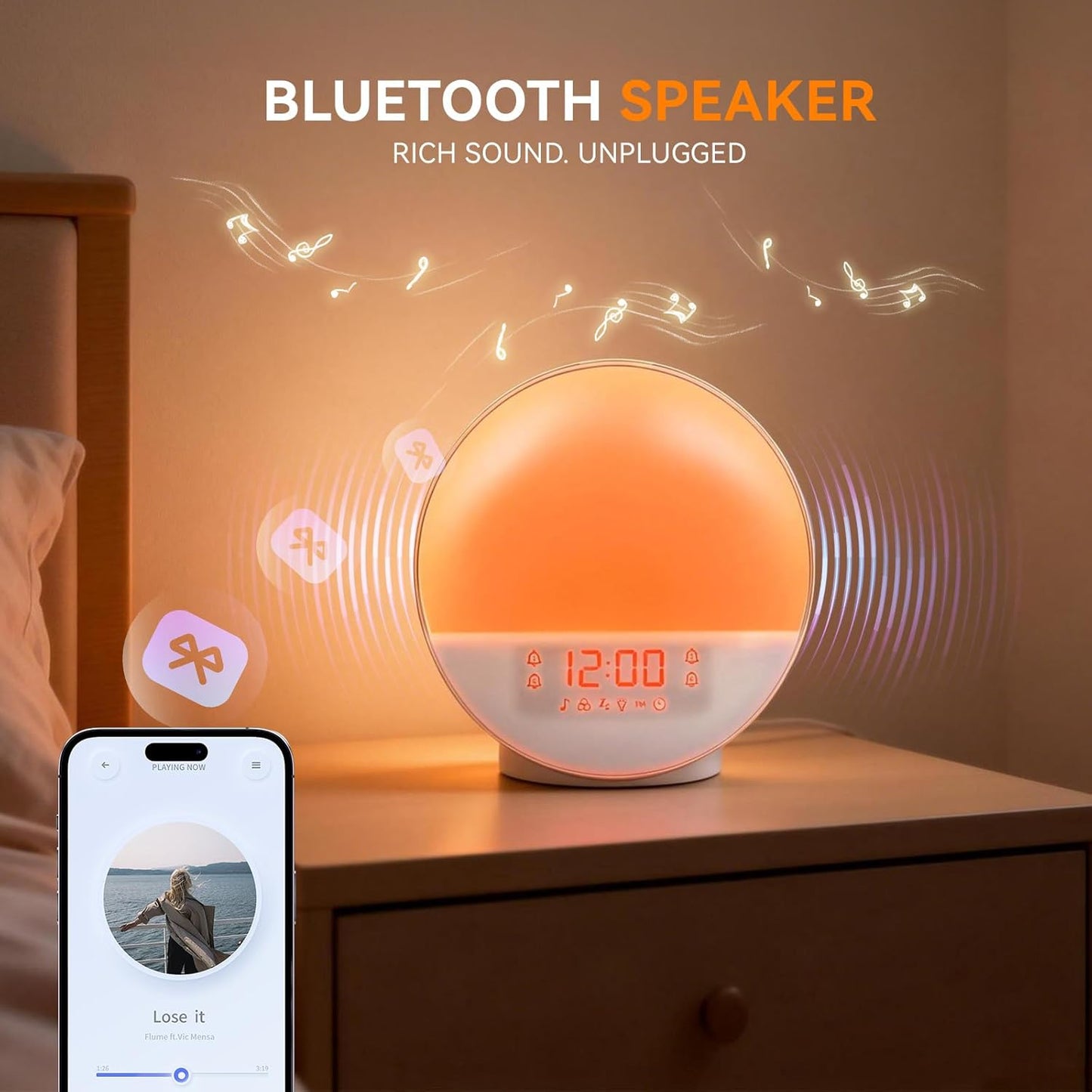 Sunrise&Sunset 11 Sunrise Alarm Clock with App Control for Heavy Sleepers, Bedroom, Wake Up Light with Simulation