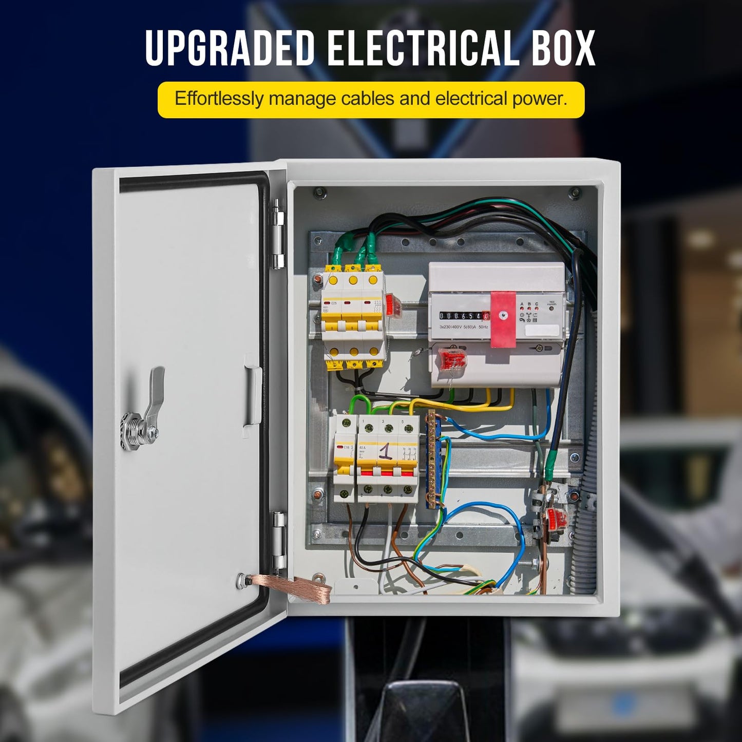 Electrical Box, 24 x 16 x 12'' NEMA 4X Steel Electrical Box, IP66 Waterproof & Dustproof, Outdoor/Indoor Electrical Junction Box, Lockable Junction Box