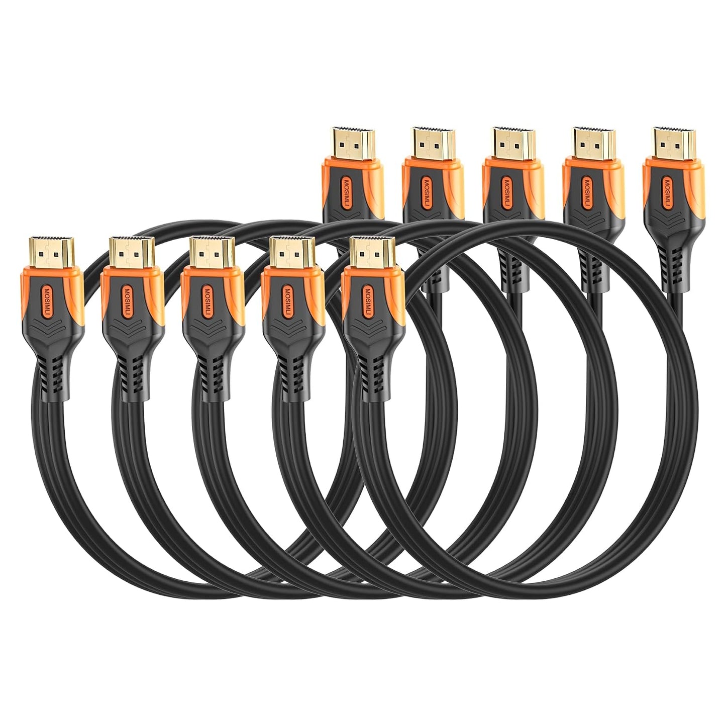 4K 6FT 5-Pack, 18Gbps 2.0 4K@60Hz 2K@240Hz, HDR10, 12bit, 3D, Dolby, 2.2 PS5, HDMI Cable High Speed HDMI Cord, Support