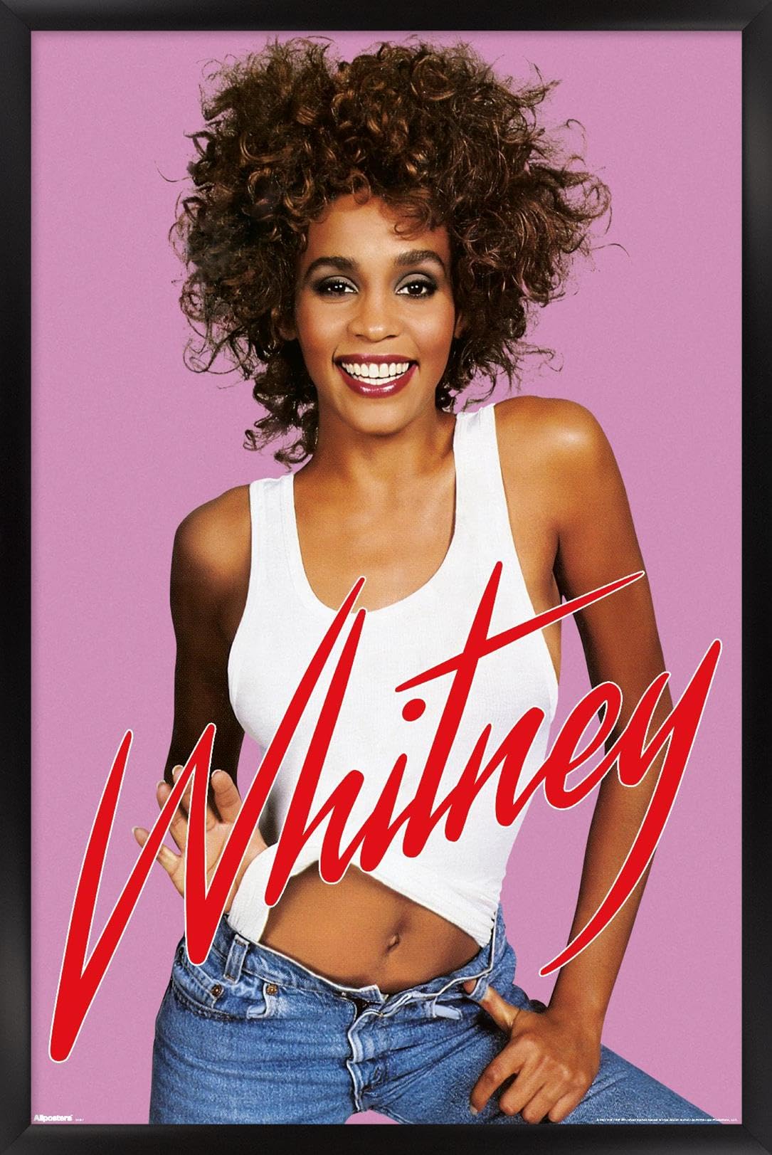 Trends International Whitney Houston - Jeans Wall Poster, 22.4L x 14.7W, Black Framed Version