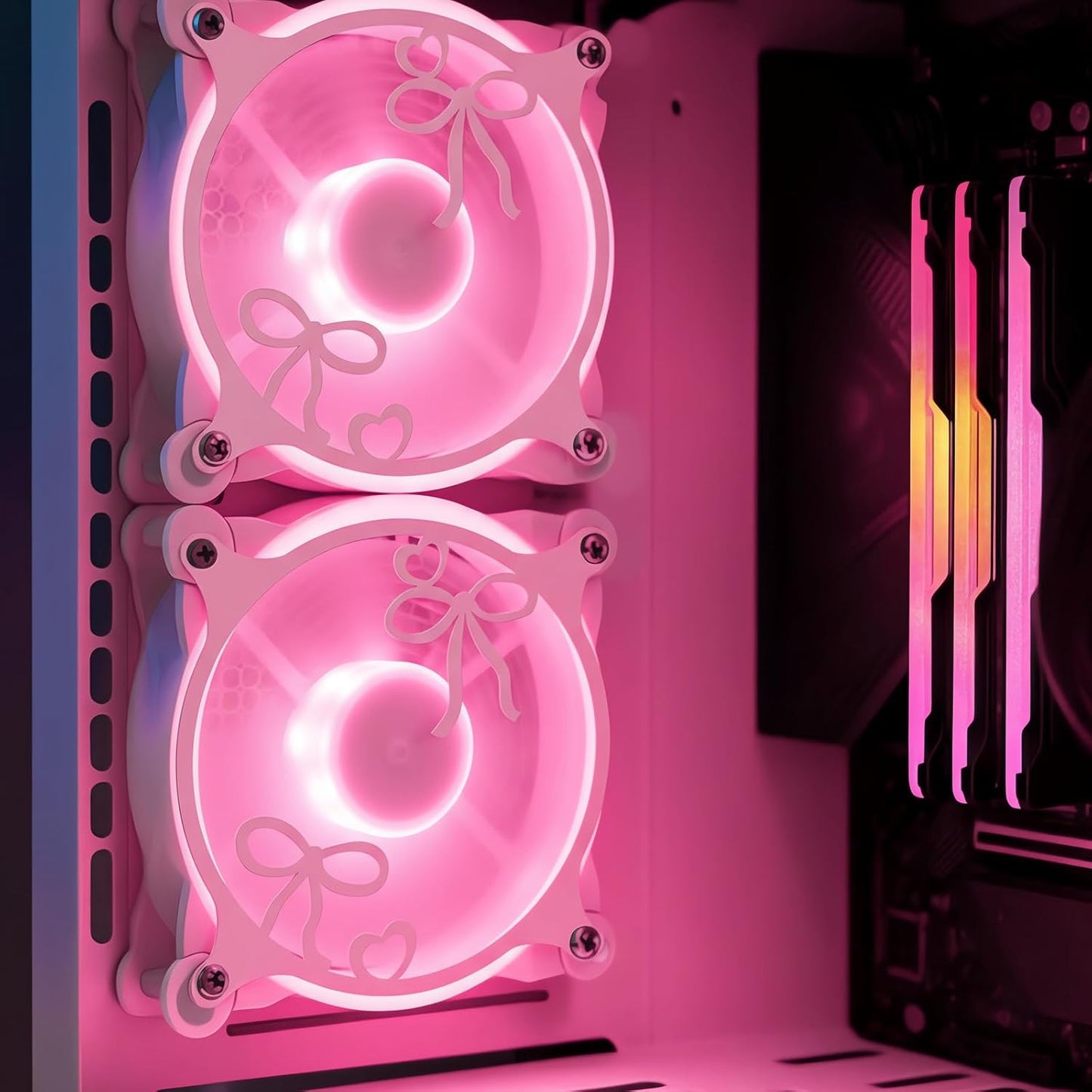 4 120mm Lounsweer Pcs Pink Bow Guard Fan Grill Metal PC Fan Grill Cover with Screws Cute Computer Accessories