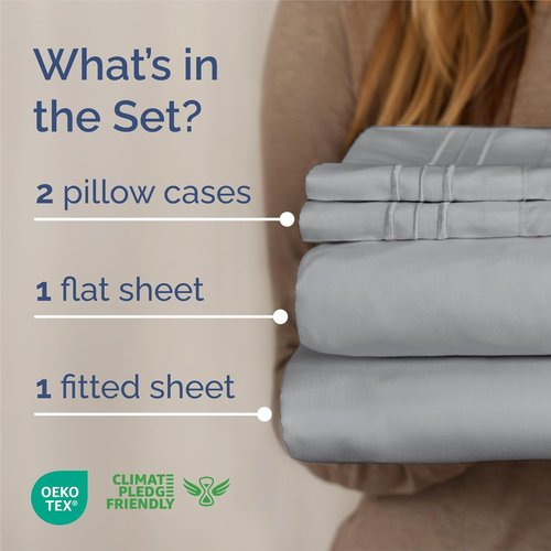 King Size 4-Piece Sheet Set by [Brand Name] - Comfy, Breathable & Cooling Hotel Luxury Bedding - Deep Pockets, Soft & Wrinkle-Free - Oeko-Tex Certified - Steel Blue